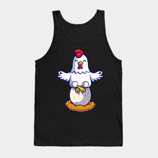 Cute Chicken Yoga On Egg Cartoon Tank Top